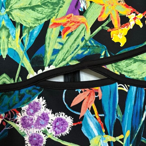 Nicole by Nicole Miller Tropical Print Sleeveless Cutout Dress Medium - Picture 5 of 7
